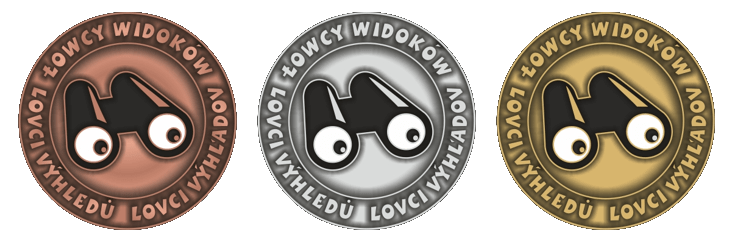 Trzy stopnie odznaki Super Łowca Widoków