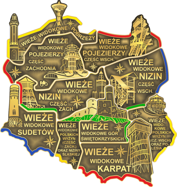 Zestaw odznaków programu Wieże Widokowe Polski