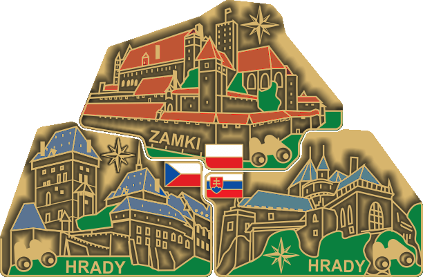 Odznaki Zamki połączone w jedną kompozycję